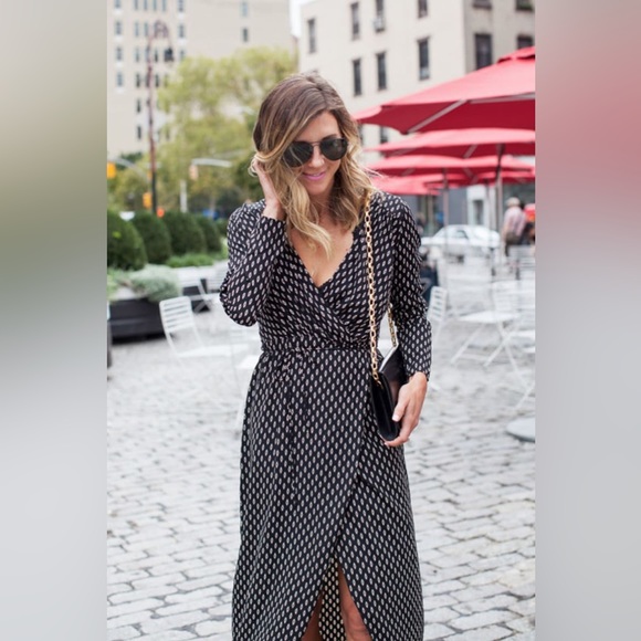 LULUS Exclusive Fluent in Stroll Black Wrap Maxi Dress  - small/new without tags - Picture 4 of 12